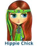 Discover Hippie Doll Girl in Green Headband Peace Sign Cute
