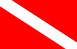 Discover scuba divers flag red diagonal dive symbol polo
