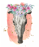 Discover Vintage Cow Skull with Feminine Watercolor & Gold