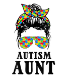 Discover Autism Aunt Messy Bun Autism Awareness Auntie Supp