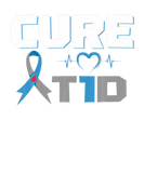 Discover Cure T1D Grey Blue Blood Drop Ribbon Diabetes Awar
