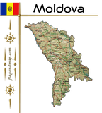 Discover Moldova Map + Flag + Title