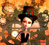 Discover Steampunk with girl, clocks and giers