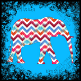 Discover Funky Zigzag Chevron Elephant on Teal Blue