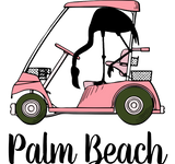 Discover Funny Palm Beach Florida Golf Cart Pink Flamingo