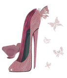 Discover Pink Sparkle Stiletto Shoes and Butterfly Art