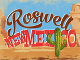 Discover Roswell New Mexico Cartoon Desert Vintage Travel