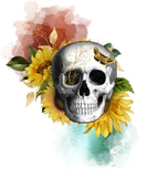 Discover Sunflower Skull with Metal Abstract Background