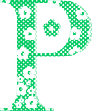Discover flower Patterned Letter P (green & dots)