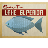 Discover Lake Superior Blue Fish Vintage Travel