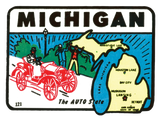 Discover Vintage Travel Michigan MI Auto State Label