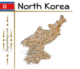 Discover North Korea Map + Flag + Title