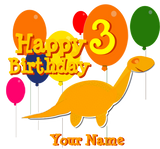 Discover Happy Birthday 3 Years Balloon Dinosaurs