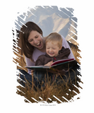 Discover Mother and son reading outdoors