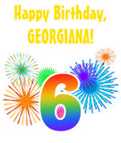 Discover Fun Fireworks + Rainbow Pattern "6" Birthday #