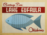Discover Lake Eufaula Oklahoma Blue Fish Vintage Travel