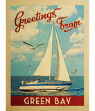 Discover Green Bay Sailboat Vintage Travel Wisconsin
