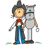 Discover Stick Figure Cowgirl with Horse s