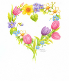 Discover Watercolor Flower Heart Wreath