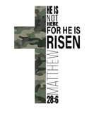 Discover He Is Risen Christian Easter Verse Military Green