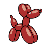 Discover Fun, red balloon dog design polo