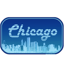 Discover Chicago Skyline Epic Blue Tourist Logo