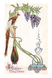 Discover Bird, Vase and Wisteria Art Nouveau New Year