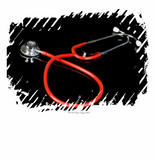 Discover Stethoscope with its reflection on a black