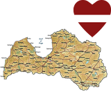 Discover Latvia Flag Heart and Map