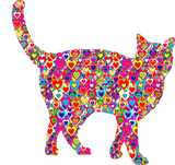 Discover Fun Bright Colorful Dynamic Heart-filled Cat