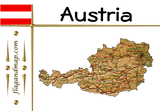 Discover Austria Map + Flag + Title