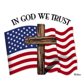 Discover In God We Trust with Rugged Cross and US Flag Polo