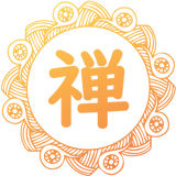 Discover Mandala art Kanji Character for Zen (orange)
