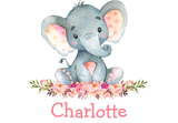 Discover Watercolor Pink Floral Baby Elephant
