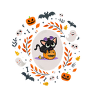 Discover Cute Retro Black Cat Fall Halloween Floral Pumpkin
