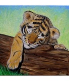 Discover Cute Sleeping Tiger Cub Painting