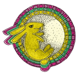 Discover Rabbit in the Moon T (pink/green/yellow)