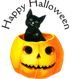 Discover Old-fashioned Halloween, Black cat on Pumpkin