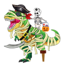 Discover Halloween skeleton riding pirate dinosaur mummy T