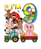 Discover Farm Animals Barnyard Tractor 9Th Birthday I'm 9 Y