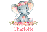 Discover Watercolor Pink Roses Floral Baby Elephant