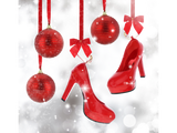 Discover Red High Heels and Christmas Balls and Red Ribbon