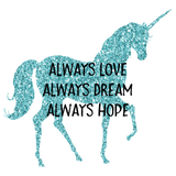 Discover Glitzy Glitter Aqua Unicorn Inspirational quote