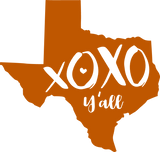 Discover XOXO, Y'all - Burnt Orange Texas State Shape