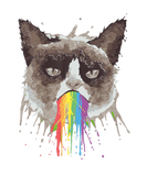Discover Rainbow Puke Vomit Barf , Grouchy Cat Puking Rainb