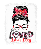 Discover Bleached One Loved Lunch Lady Messy Bun Hearts Val