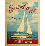 Discover Louisiana Sailboat Vintage Travel