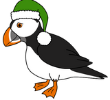 Discover Christmas Puffin with Green Santa Hat