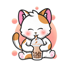 Discover Cat Boba Tea Pastel Chibi Kitten Drinking Bubble T