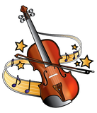 Discover Violin and Bow with Notes and Stars